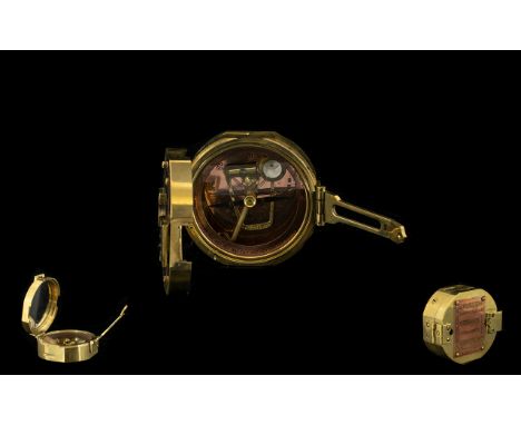 Brass Cased Compass Marked Ross London Natural Sine, Diameter 3 Inches