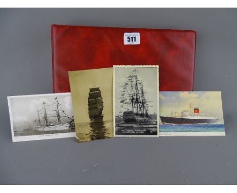 Single album collection of vintage postcards covering marine, air and rail travel