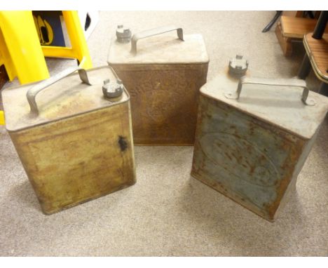 Three vintage petrol cans