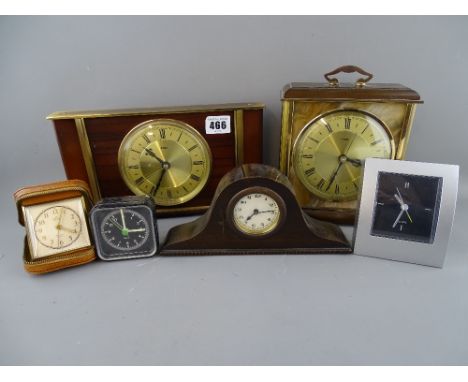 Two mid Century Metamec mantel clocks and four other various
