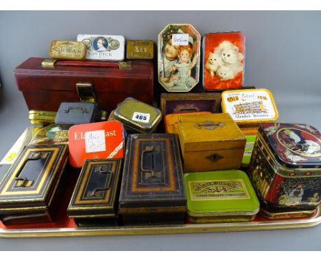 Collection of vintage cash tins with others etc