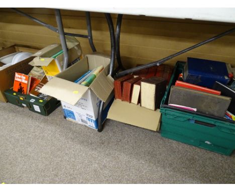 Large quantity of vintage and other books in several boxes and crates