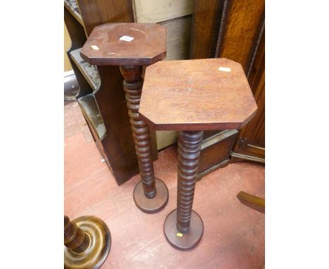 Pair of planter stands with barley twist columns