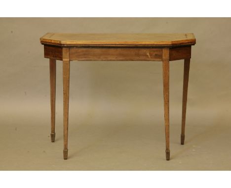 A 19th century mahogany crossbanded card table, on square tapering legs