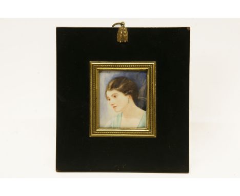 Mid 20th century PORTRAIT OF A YOUNG WOMANMonogrammed IPG l.r., watercolour, in gilt and ebonised frame8 x 6.5cm