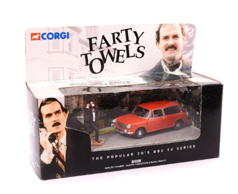 Corgi No.00802 Fawlty Towers - Austin 1300 Estate, red, with Basil Fawlty figure, boxed, printed erroneously 'Farty Towers'