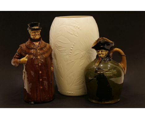 A Spode Velamour vase, Doulton decanter, 'Mr Pickwick', and one other similar