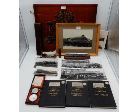 RAILWAY INTEREST with a panel mounted Great Northern Railway armorial, Railway Clearing House Official Maps of Yorkshire, Lan