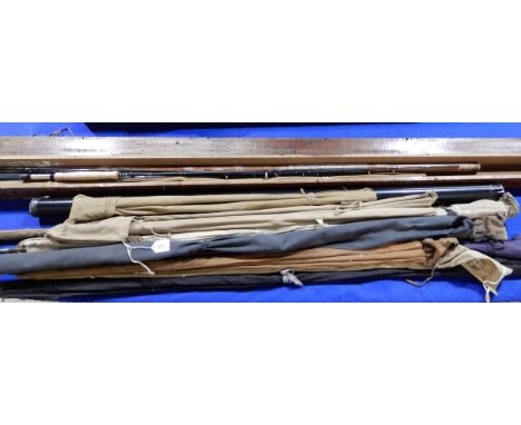 Assorted fishing split cane fishing rods, to include a Hardy Neo Cane Glen Etive model, others by Turnbull, Malloch etc., wit