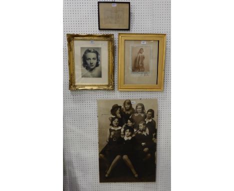 A framed portrait photograph of Philippa Stewart, Countess of Galloway, signed in ink lower left, together with a framed Equa