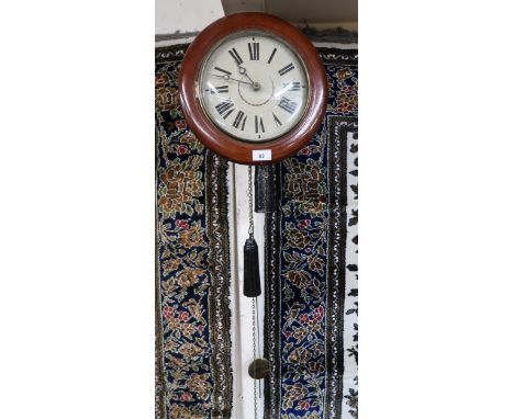 A Victorian mahogany Wag at tha Wa wall clock with painted dial bearing Roman numerals Condition Report:Available upon reques
