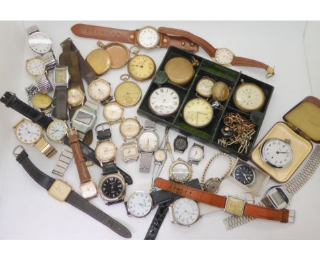 A large collection of pocket watches and watches to include a brass Turkish pocket watch The dial signed&nbsp; K. Serkisoff &