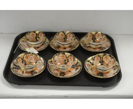 Six Royal Crown Derby Imari cups and saucers, pattern 4971.