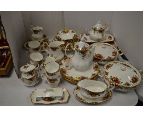 Royal Albert Old Country Roses dinner and tea service, to include: coffee pot, tea pot, cups, saucers, plates, tureens, place