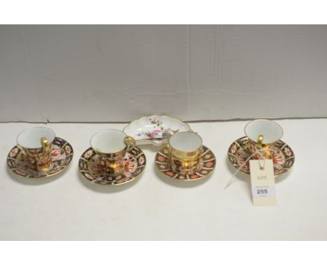 A set of four Royal Crown Derby Imari coffee cups and saucers, pattern 2451; together with a boxed Royal Crown Derby Posies d