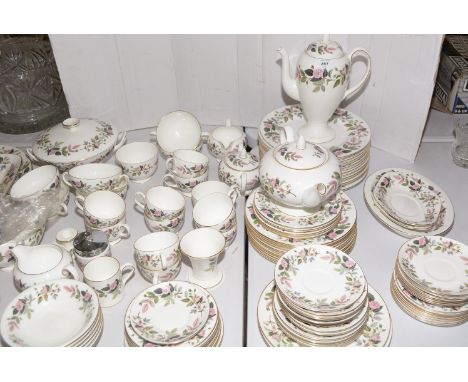 A Wedgwood Hathaway Rose dinner service, pattern R4317, to include: coffee and tea service, plates, chargers, plates, soup bo