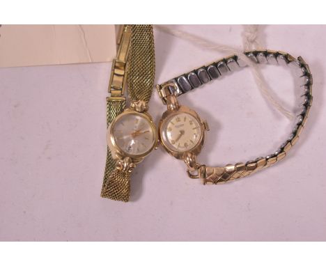 A lady's Tudor cocktail watch, the baton dial with date aperture, manual wind movement and gilt case and strap; and a 9ct gol