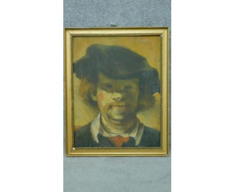 An oil on canvas attached to associated gilt frame, self portrait in the manner of Rembrandt. 65x53cm 
