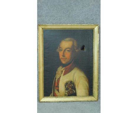 A 19th century oil on canvas, portrait of a gentleman, National gallery of Prague label and seals verso. 66x52cm 
