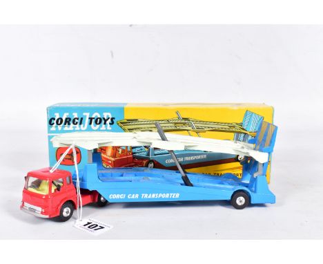 A BOXED CORGI MAJOR TOYS BEDFORD TK CARRIMORE CAR TRANSPORTER, No.1105, appears complete and in very good condition with only