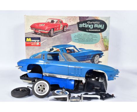 A BOXED CONSTRUCTED MONOGRAM CORVETTE STINGRAY PLASTIC CONSTRUCTION KIT, No.PC 126.1098,  1.5   scale model, c.1960's, has be