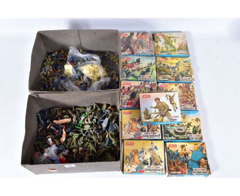 A QUANTITY OF BOXED AND UNBOXED AIRFIX OO/HO PLASTIC SOLDIER FIGURES, contents of boxes not checked but all contain some of t