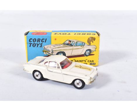 A BOXED CORGI TOYS   THE SAINT'S   VOLVO P.1800, No.258, white body with black 'Saint' logo transfer to bonnet, model in play