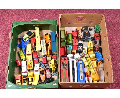 A QUANTITY OF UNBOXED AND ASSORTED PLAYWORN DIECAST VEHICLES, to include Corgi Toys Batmobile, No.267, working features, with