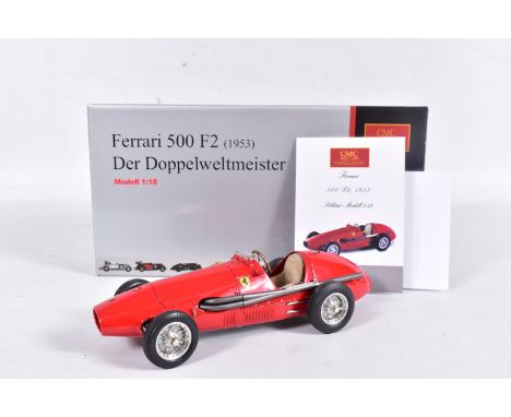 A BOXED CMC 1/18 SCALE 1953 FERRARI 500 F2 RACING CAR, No.M-056, complete and in very good condition, looks to have hardly ev
