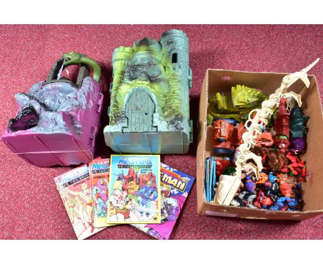 A QUANTITY OF UNBOXED AND ASSORTED MATTEL HE-MAN MASTERS OF THE UNIVERSE PLAY SETS AND FIGURES, to include Castle Grayskull a