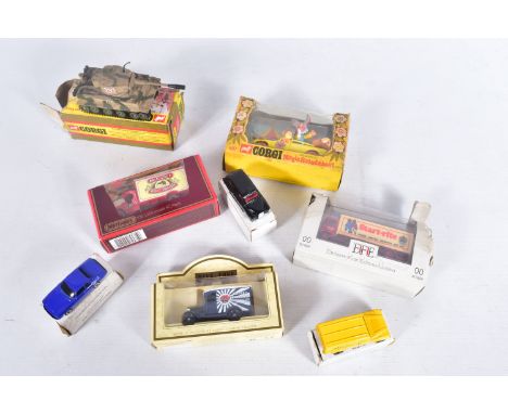 A BOXED CORGI MAGIC ROUNDABOUT MODEL, model 807 box is worn and crushed with discolouration, model looks to be worn and loosi