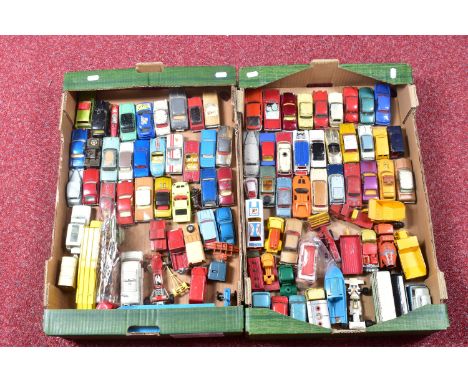 A QUANTITY OF UNBOXED AND ASSORTED PLAYWORN DIECAST VEHICLES, to include a collection of assorted Spot-On, Dinky and Corgi ca