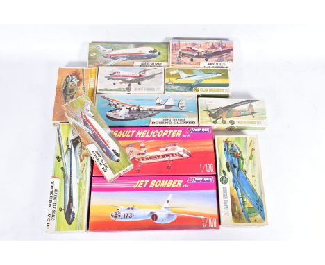 A QUANTITY OF UNBUILT AND PART BUILT AIRFIX AND OTHER AIRCRAFT PLASTIC CONSTRUCTION KITS, contents not checked, the Airfix ki