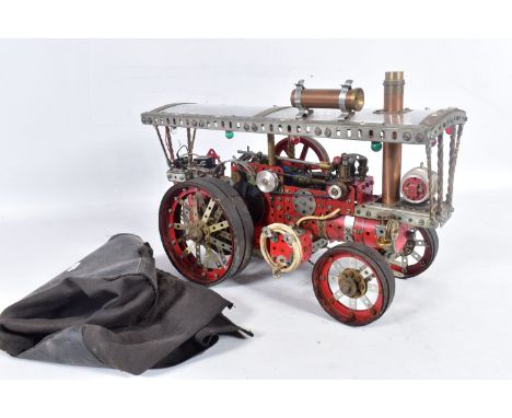 A BATTERY POWERED BUILT MECANO SHOWMANS STEAM ENGINE, with battery powered motor to control lighting and possible movement bu