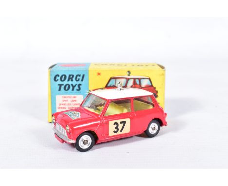 A BOXED CORGI TOYS B.M.C. MINI COOPER S MONTE CARLO 1964, No.317, red body, white roof, yellow interior, roof spotlight, RN37