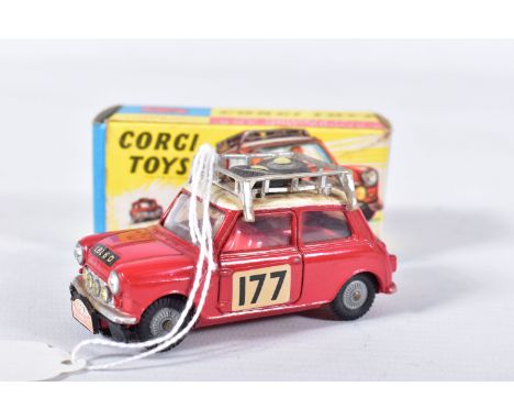 A BOXED CORGI TOYS MINI COOPER S 1967 MONTE-CARLO RALLY WINNER, No.339, red body, white roof, RN177, two spare wheels to roof