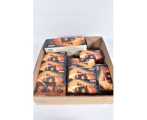A TRAY OF TEN BOXED MATCHBOX FIRE ENGINE SERIES MODELS, to include a YFE08 1936 Leyland Cub FK-7 fire engine, a YFE01, YFE02,