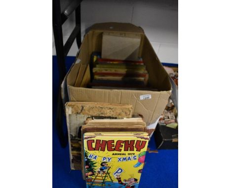 A box of vintage annuals etc
