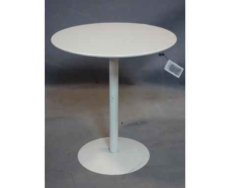 A vintage white painted metal lamp table, H.47 D.41cm 