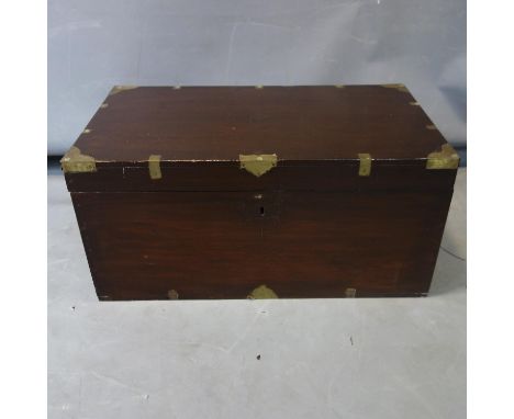 A brass bound mahogany trunk, H.37 W.76 D.43cm 