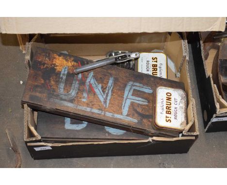 ONE BOX MIXED TOOLS, TAP AND DIE SET ETC