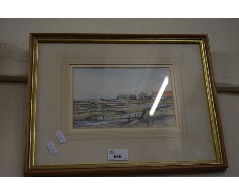 JASON PARTNER, 'THE OLD BASIN AT BRANCASTER', WATERCOLOUR, F/G, 38CM WIDE