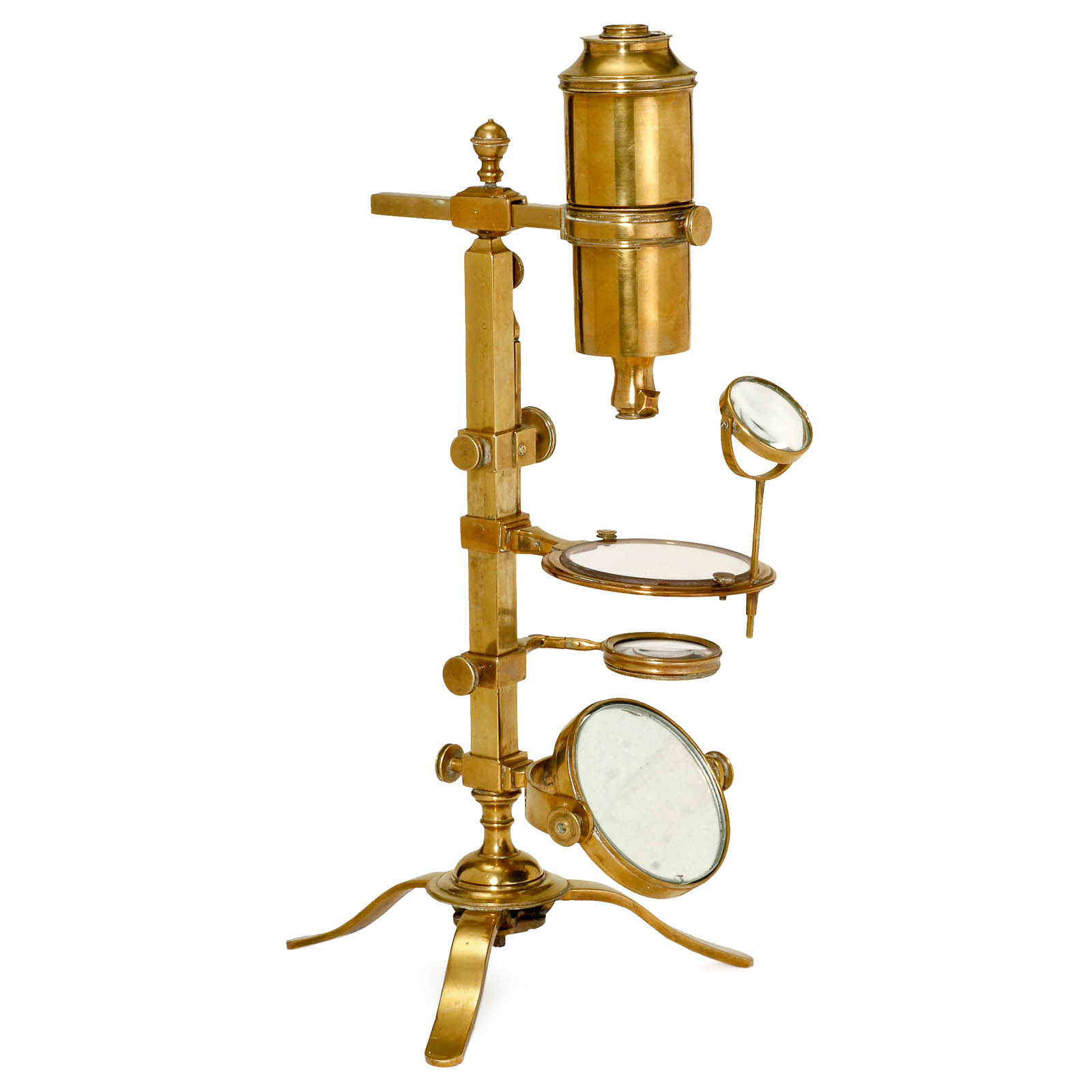 Early Brass Compound Microscope, c. 1800 Made to the pattern of Louis