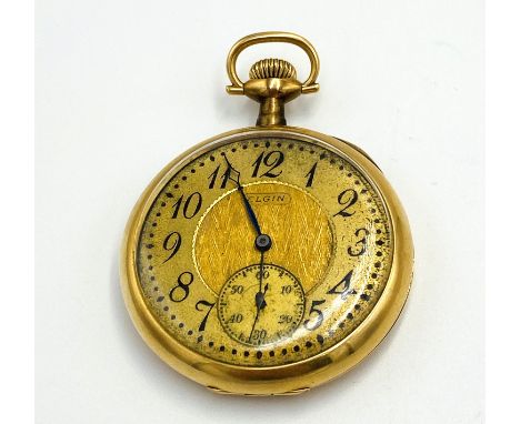Elgin pocket watch in 14ct gold case, 54.5g. Estimate: £250-300