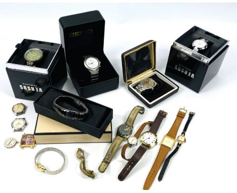 Quantity of fashion watches to include Seiko, Versace, Links of London and Rotary. Estimate £30-50.