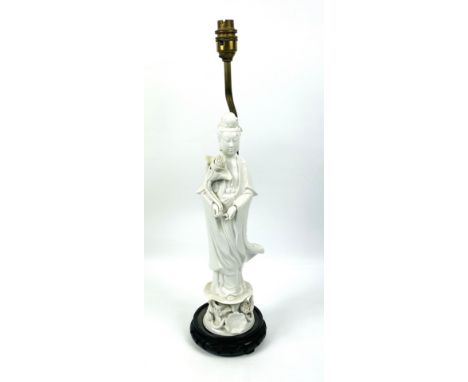 A blanc de chine table lamp, 52cm. Estimate: £20-40