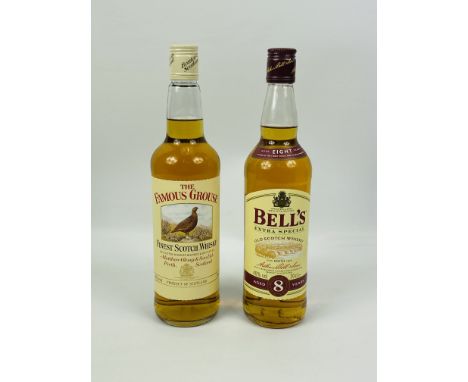 70cl Bells extra special old Scotch whisky, together with a 70cl the Famous Grouse finest Scotch whisky. Estimate £20-30.