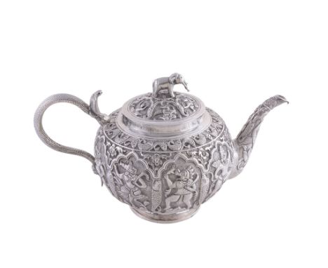 An Indian silver spherical tea pot, unmarked, Lucknow circa 1900   An Indian silver spherical tea pot,   unmarked, Lucknow ci
