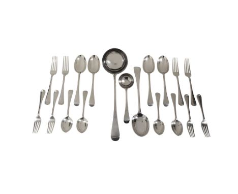 A silver Old English pattern part table service by Goldsmiths  &  Silversmiths Co   A silver Old English pattern part table s