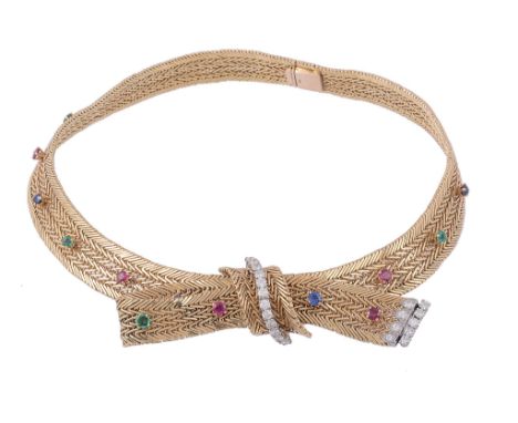 A 1950s 18 carat gold and multi gem necklace by Kutchinsky   A 1950s 18 carat gold and multi gem necklace by Kutchinsky,   th